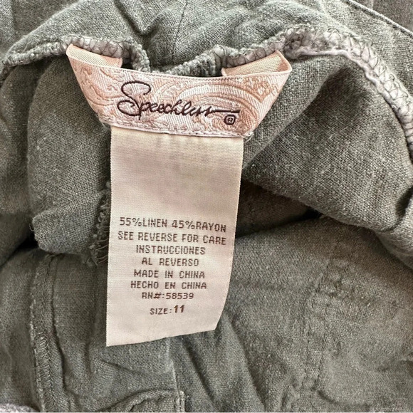 Speechless 11‎ army green linen blend minimalist capris pants - Picture 4 of 4